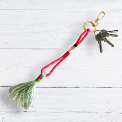 Schlüsselanhänger Multi wrap tassel pink