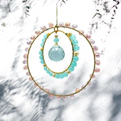 Dekoration Suncatcher Double ring rosebleu Crystal