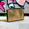 Mini Portemonnaie Leder Smiley metallic gold