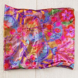 Stirn und Haarband Boho Half Bandeau Velvet Pink Red Folk Floral