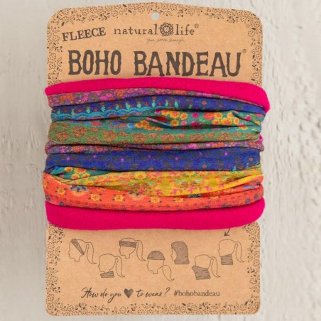 Boho Bandeau Fleece Stirnband Rainbow