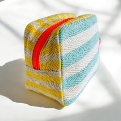 Täschchen zip yellow stripe Happy