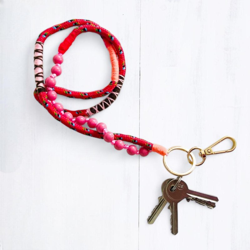 Schlüsselband/ Lanyard Wrap + Beads Red