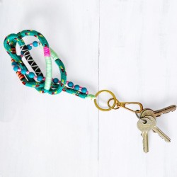 Schlüsselband/ Lanyard Wrap + Beads Smaragd