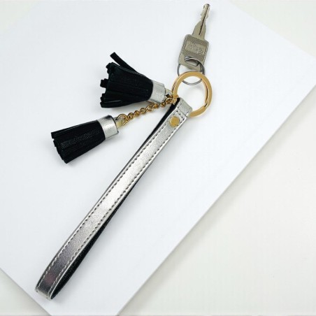 Schlüsselband Metallic Shine Tassel Silver
