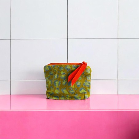 Täschchen Mini Zip Velvet Leo Olive