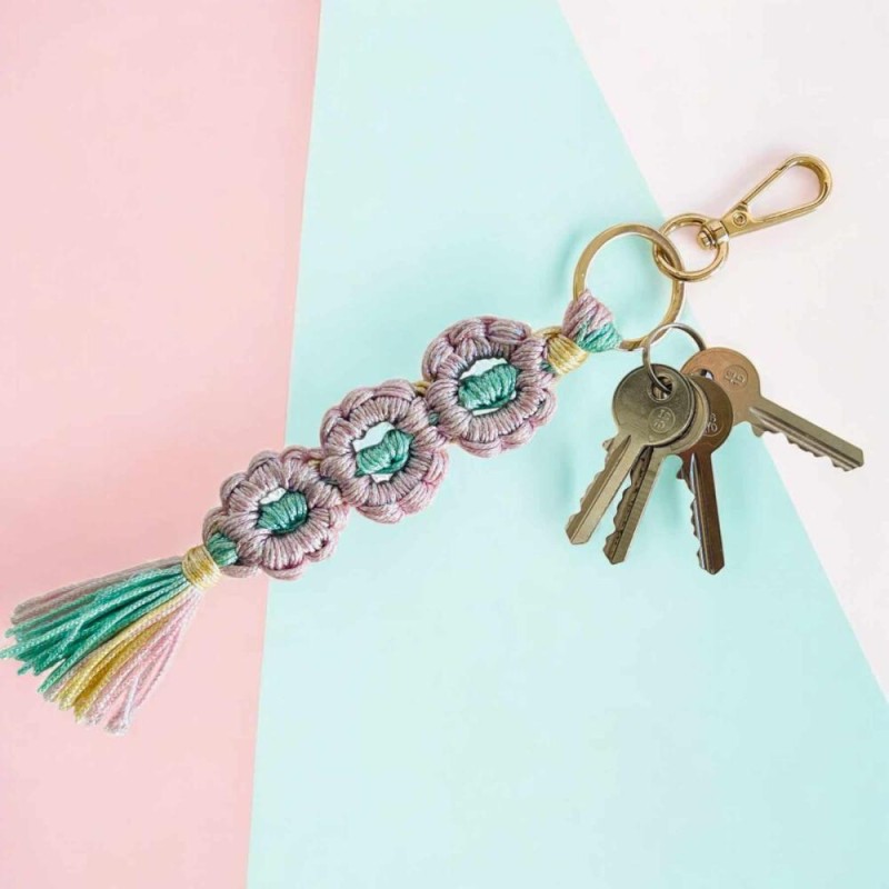 Schlüsselanhänger 3 flower S shiny Pink pastel