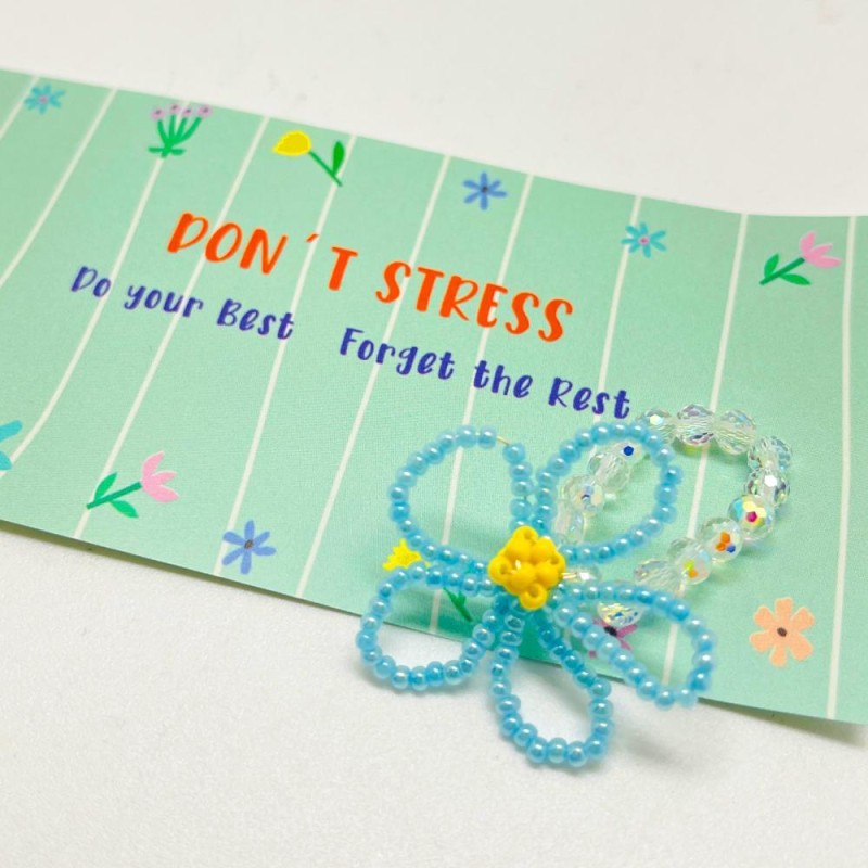 Ring elastic bow flower blue