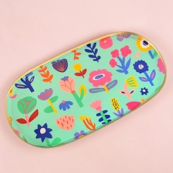 Tablett M Flowerbed turq