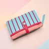 Portemonnaie Leder Stripe folded ltblue