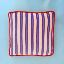 Kissenhülle Box Velvet Pinstripe apricot blue 40405