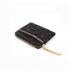 Mini zip Portemonnaie Leder Kosmos black