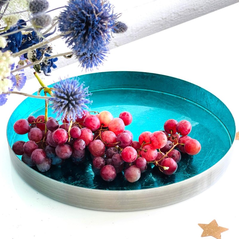 Dekoteller/ Tablett Metallic Shine turquoise- SALE