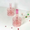 Kerzenständer Glas rose - SALE