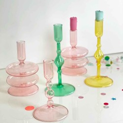 Kerzenständer Glas rose - SALE