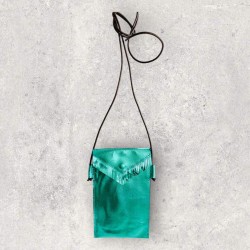 Handytäschchen Leder Basic smaragd metallic