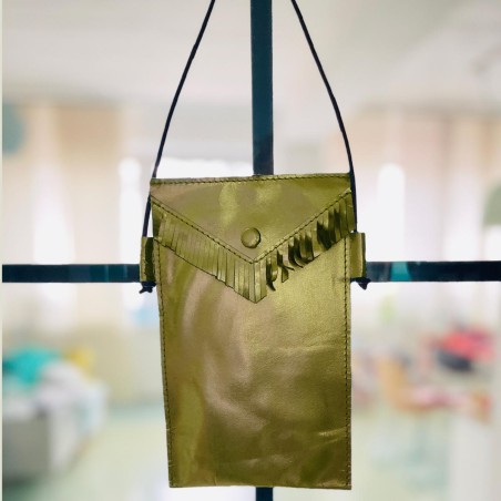 Handytäschchen Leder Basic goldmetallic