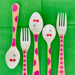 Gabel-Löffel Set Melamin Dots