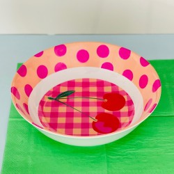 Flache Schale/ Teller Melamin Dots