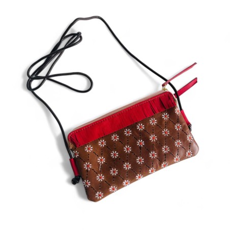 Handytäschchen Leder Buffalo Fringe coffee