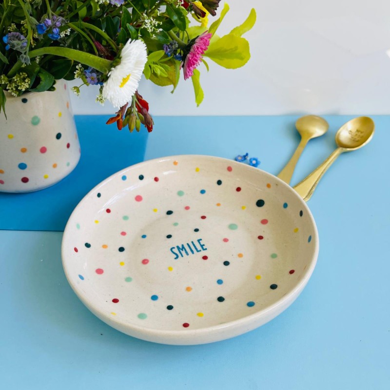 Teller Keramik L Smile dots