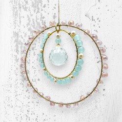Dekoration Suncatcher Double ring rosebleu Crystal