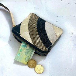 Mini zip Portemonnaie Leder Arc black gold