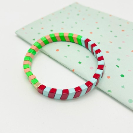 Armband colorblock green rose