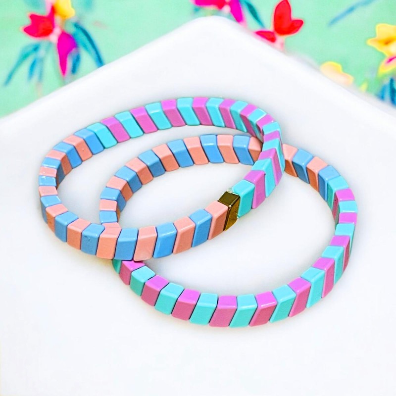 Armband colorblock ltblue rose mint