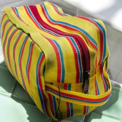 Kosmetiktäschchen woven plastic smile yellow