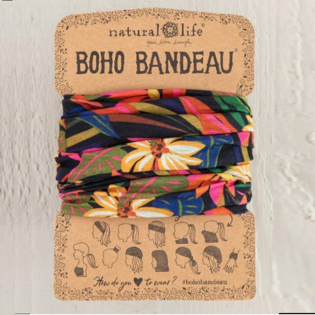 Stirn- und Haarband Boho Bandeau Black Tropical
