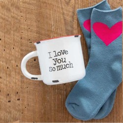 Geschenkset Tasse & Socken White I Love You