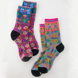 Socken 1 Set mit 2 Paar Eggplant Birds