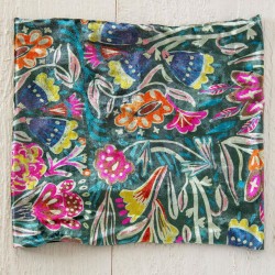 Stirn- und Haarband Boho Half Bandeau Velvet Green floral