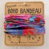 Stirn und Haarband Boho Half Bandeau Velvet Pink Red Folk Floral