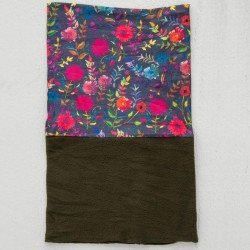 Fleece Boho Bandeau Stirnband Navy Wildflower
