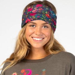 Fleece Boho Bandeau Stirnband Navy Wildflower