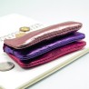 Portemonnaie Mini 3er Leder metallic pink