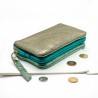 Portemonnaie Mini 3er Leder metallic mint