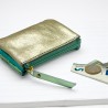 Portemonnaie Mini 3er Leder metallic mint