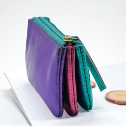 Portemonnaie Mini 3er Leder metallic multi