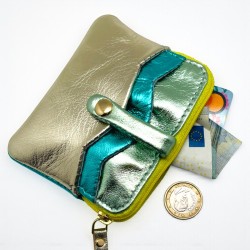 Mini zip Portemonnaie Metallic mint
