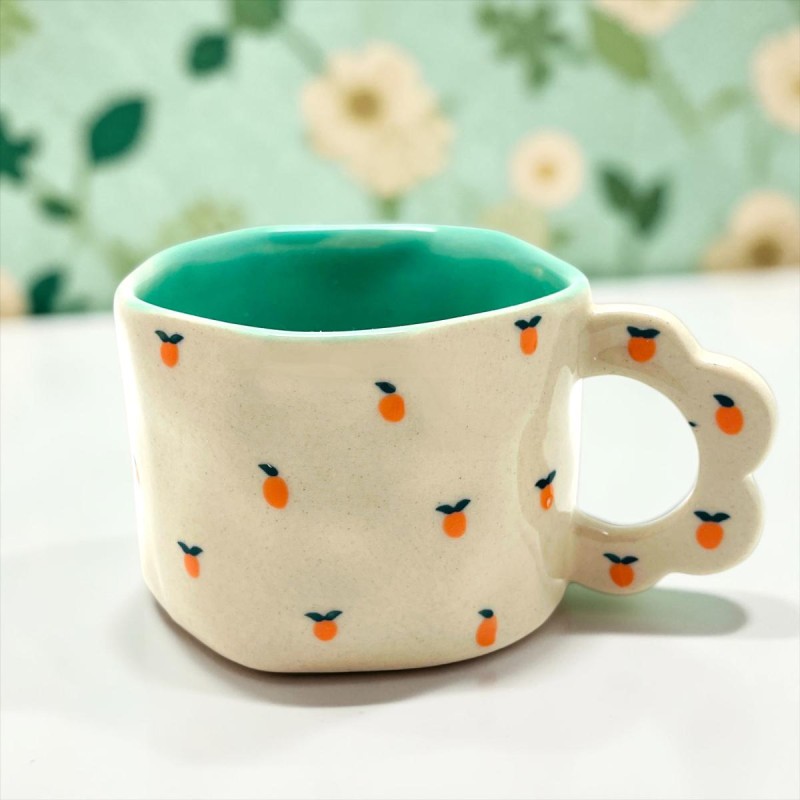 Tasse Keramik organic FL Handle Orange