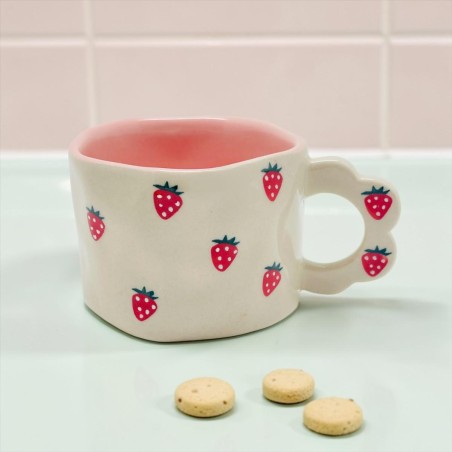 Tasse Keramik organic Strawberry FL handle