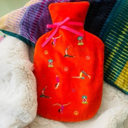 Wärmflasche Velvet yoga orange