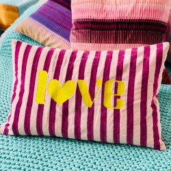 Kissenhülle Velvet Pinstripe Love 4060