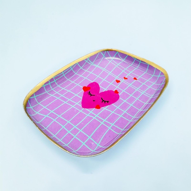 Minischale Karo heart viola