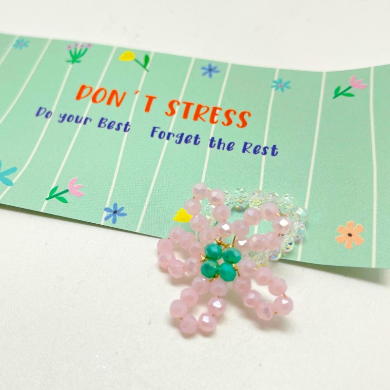 Ring elastic bow flower pink