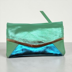 Portemonnaie Leder metallic Leena mint