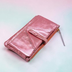 Portemonnaie Leder Metallic HK rose